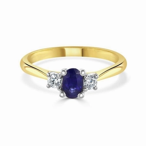 18yw ovl Sapp & 2 BC Diam clw ring