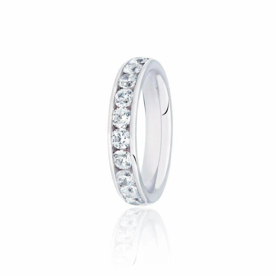 1.00ct Channel Set Round Brilliant Cut Diamond Platinum Half Eternity Ring