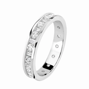 1.00ct Round Brilliant Cut & Baguette Cut Diamond 18ct White Gold Full Eternity Ring