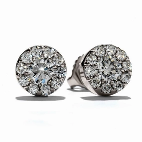 1.00ct Round Brilliant Cut Diamond Fulfillment Cluster Stud Earrings