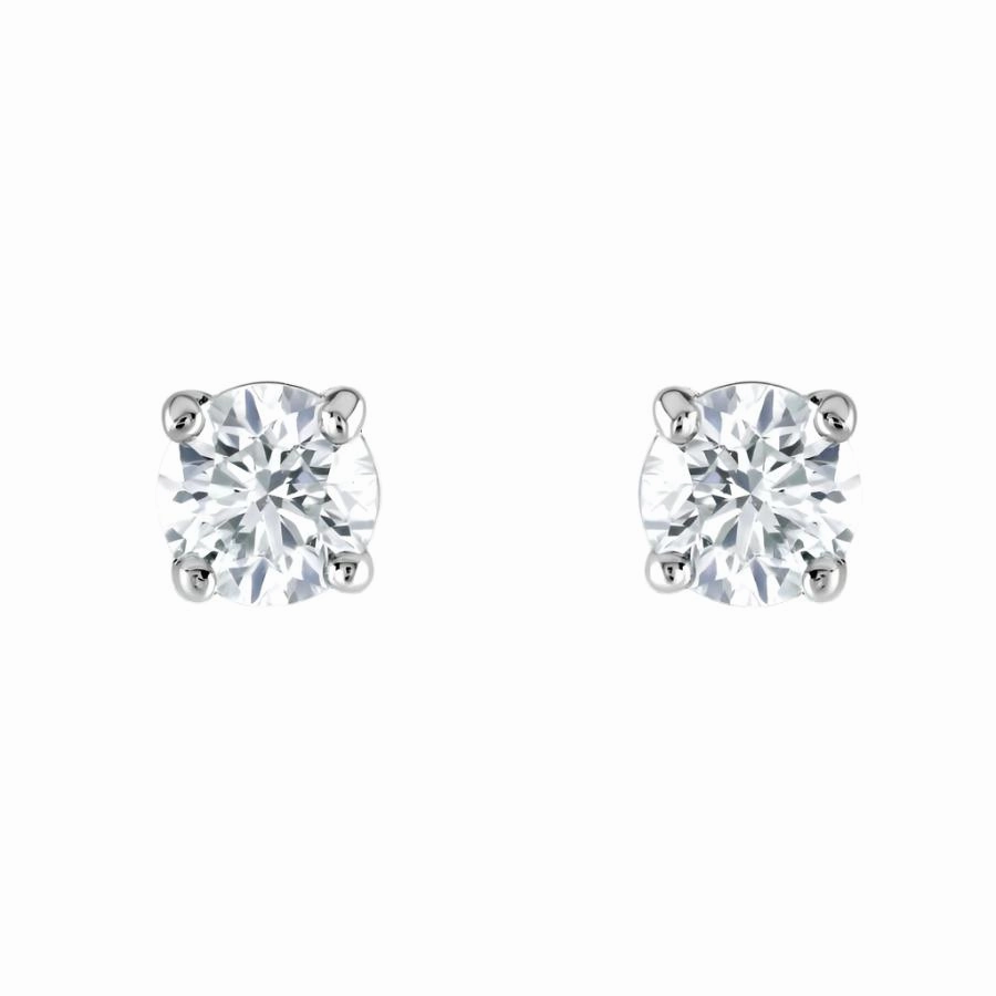 1.01ct Round Brilliant Cut Diamond Solitaire Claw Set Stud Earrings