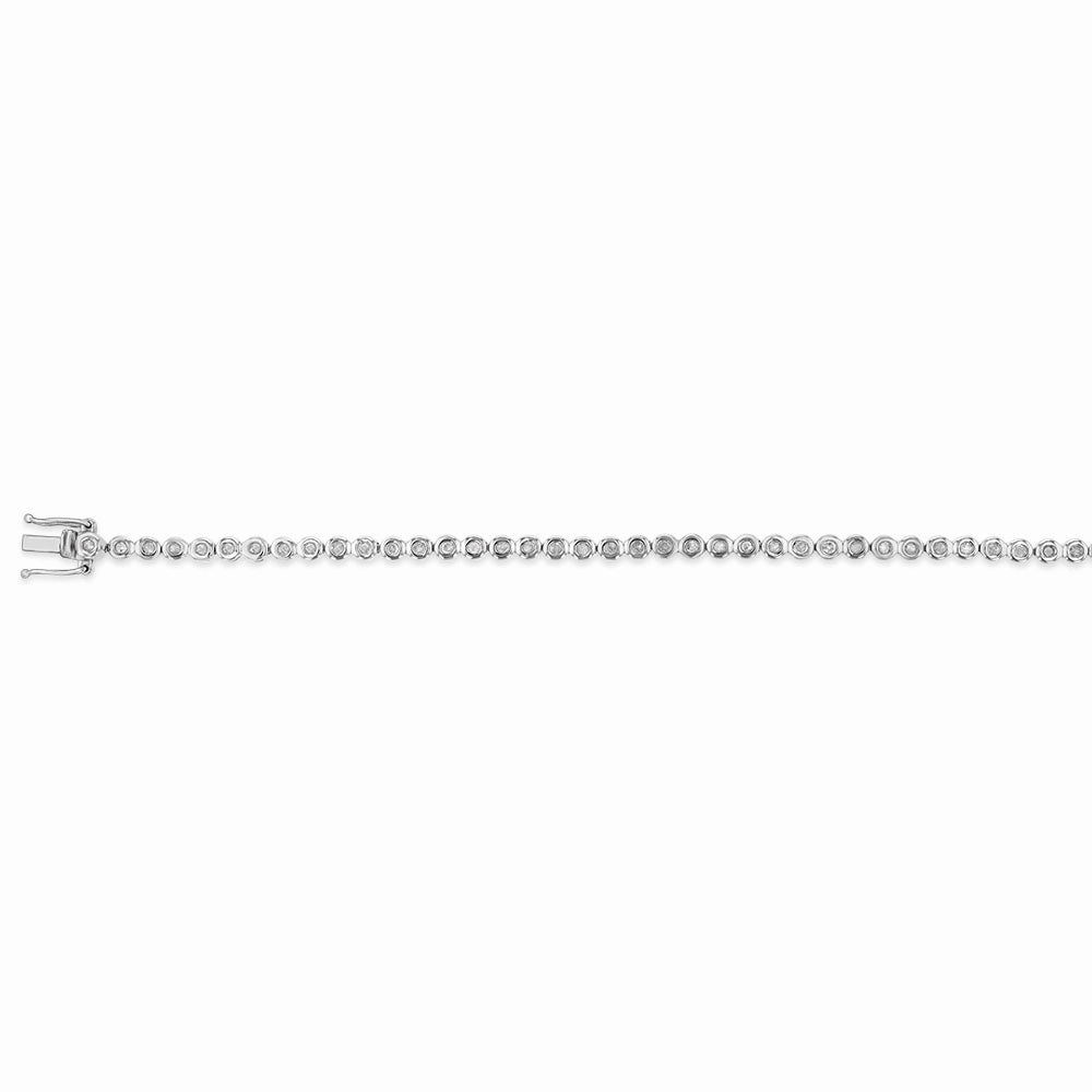 1 Carat Diamond Bezel Set Tennis Bracelet With 53 Diamonds 18cm in Sterling Silver