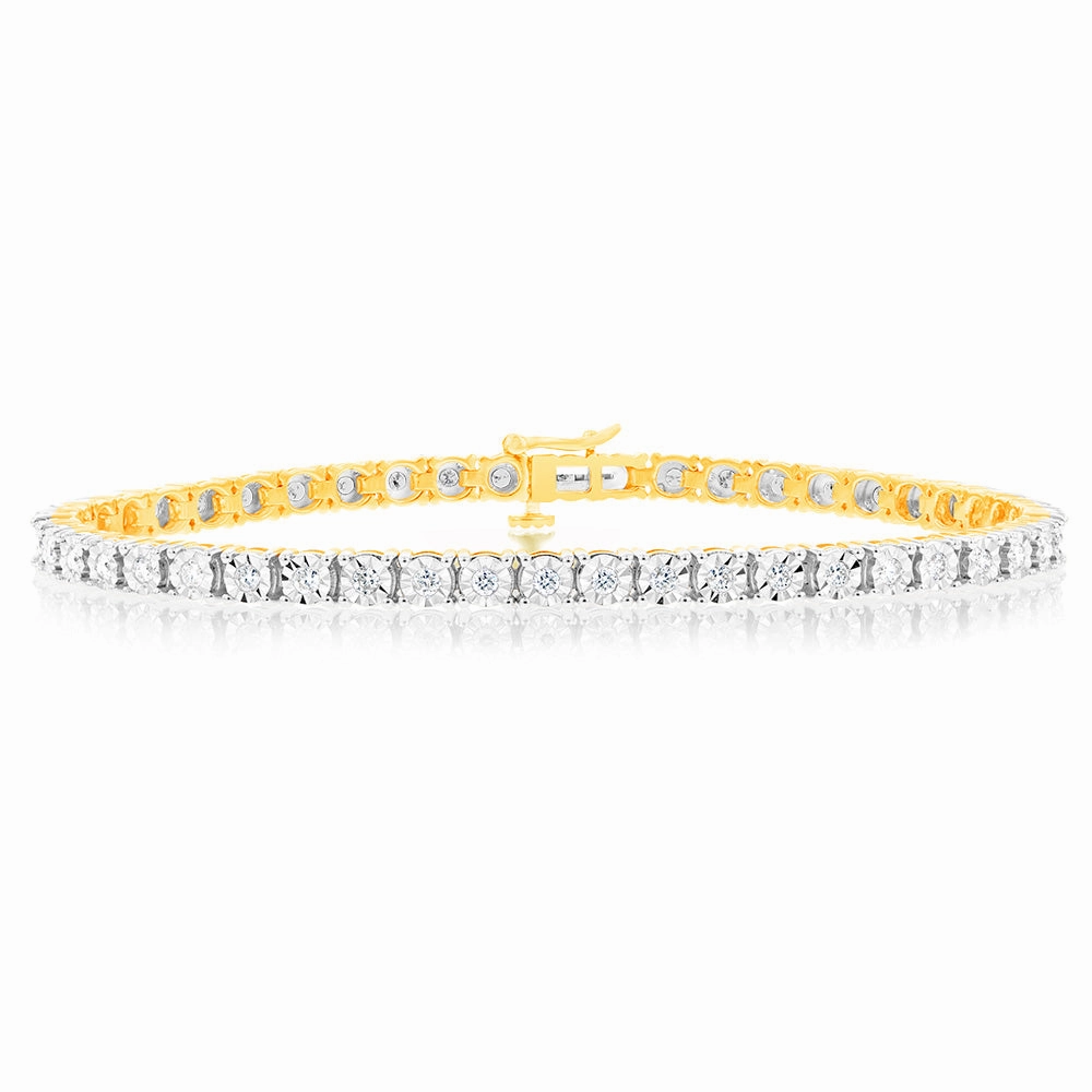 1 Carat Diamond Tennis Bracelet in 9ct Yellow Gold