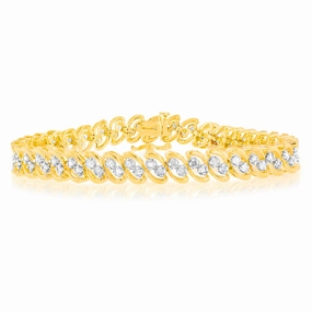 2 Carat Diamond Bracelet in Gold Plated Silver