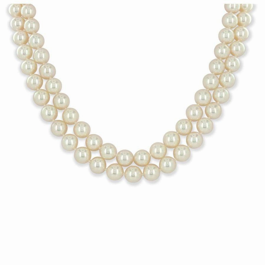 2-Row Akoya Cultured Pearl Necklace with 18ct White Gold Clasp