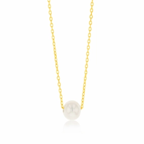 7-8MM Fresh Water Pearl Slide Chain in Gold Plated Sterling Silver