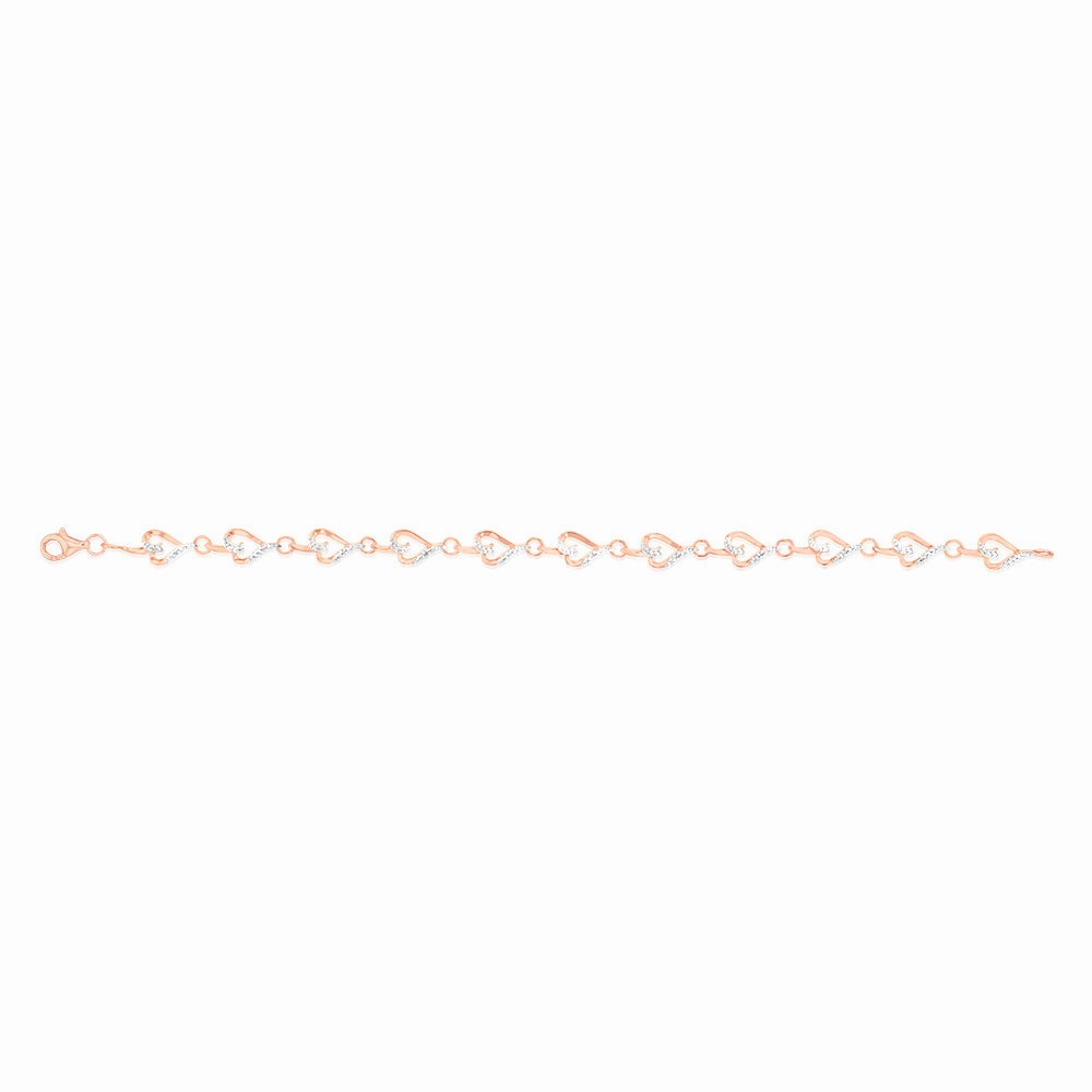 7 Diamonds Heart Bracelet in Rose Gold Plated Silver