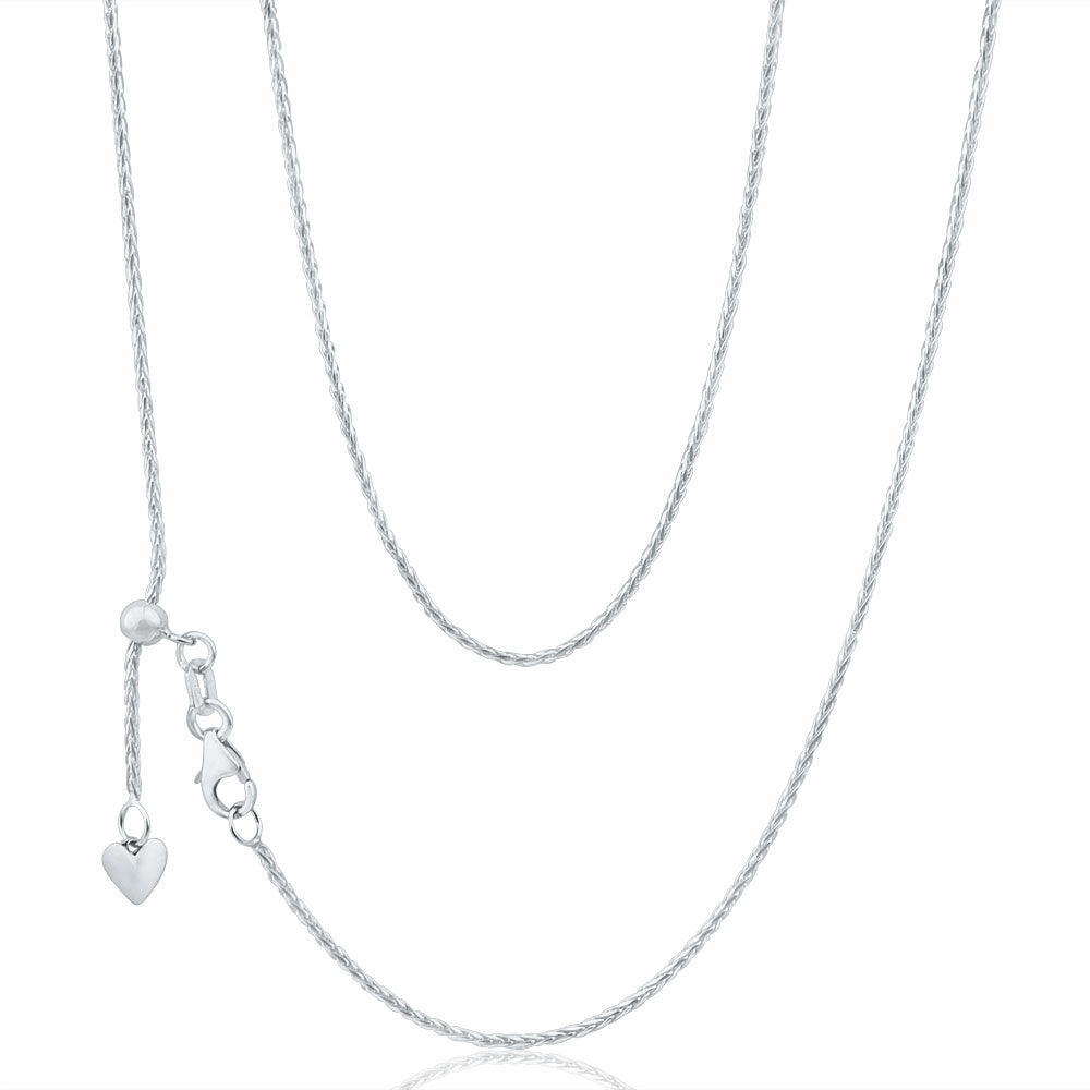 9ct Alluring White Gold Wheat Chain
