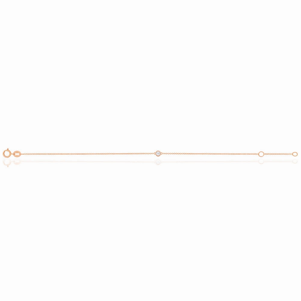 9ct Rose Gold Diamond Adjustable 16-18cm Bracelet