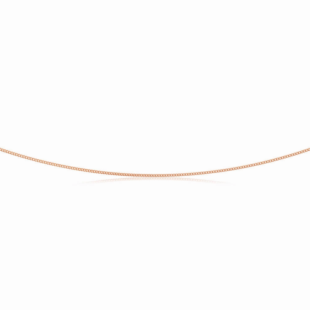 9ct Rose Solid Gold Diamond Cut 45cm 30 Gauge Curb Chain