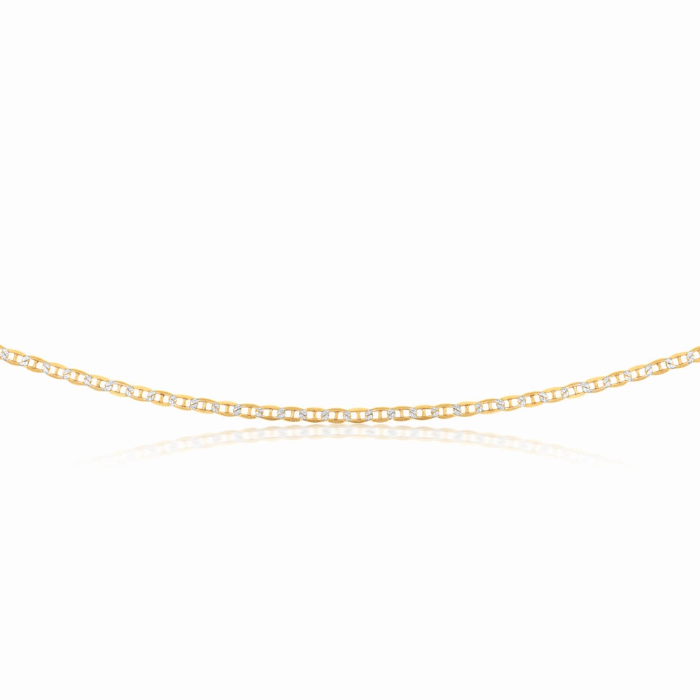 9ct Silverfilled White And Yellow Gold Anchor 45cm Chain