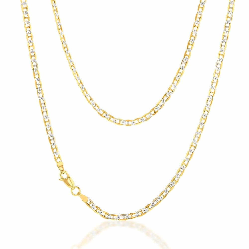 9ct Silverfilled White And Yellow Gold Anchor 45cm Chain