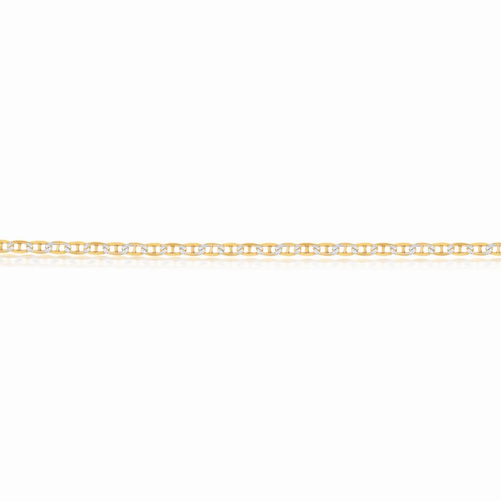 9ct Silverfilled White And Yellow Gold Anchor 45cm Chain