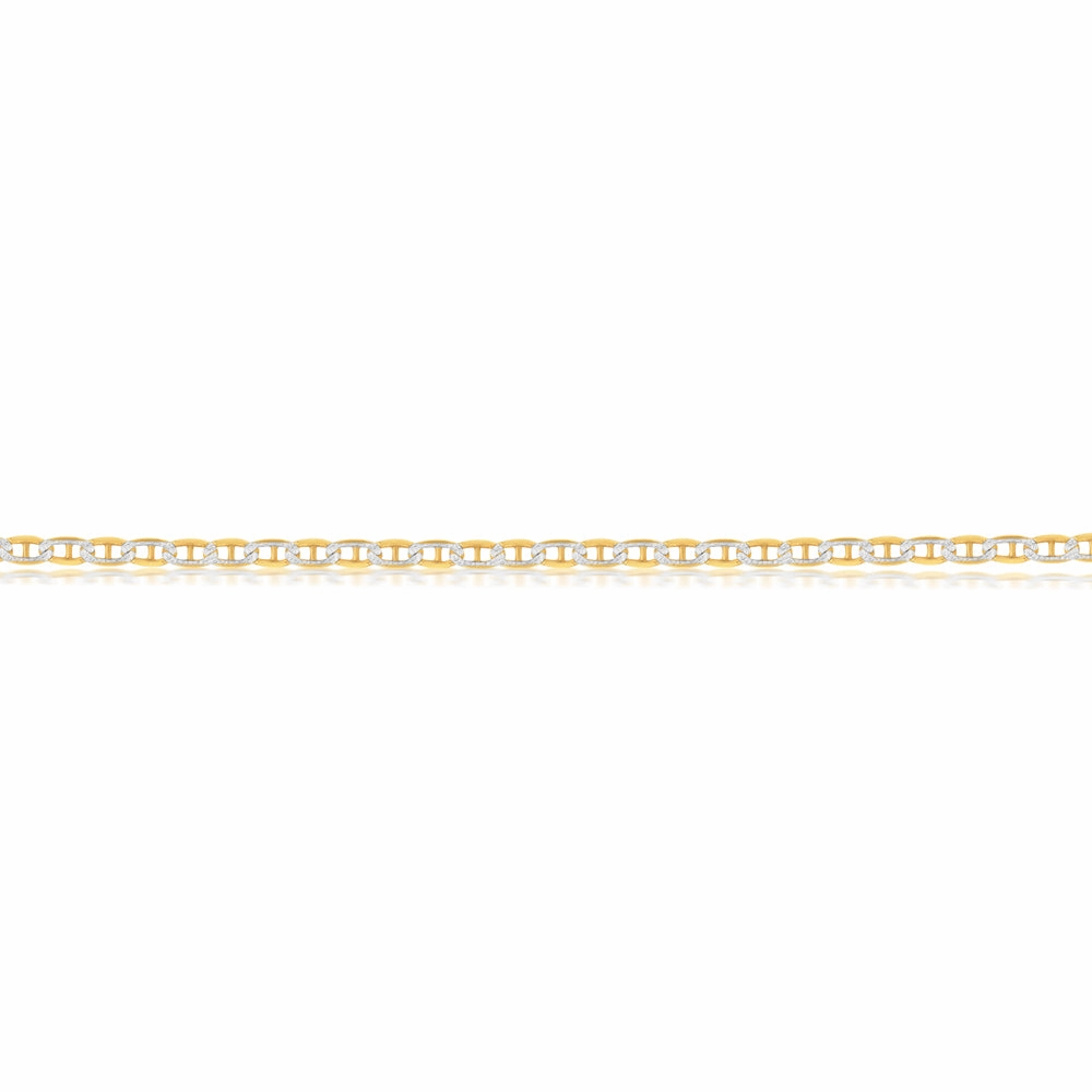 9ct Silverfilled Yellow And White Gold Anchor 50cm Chain