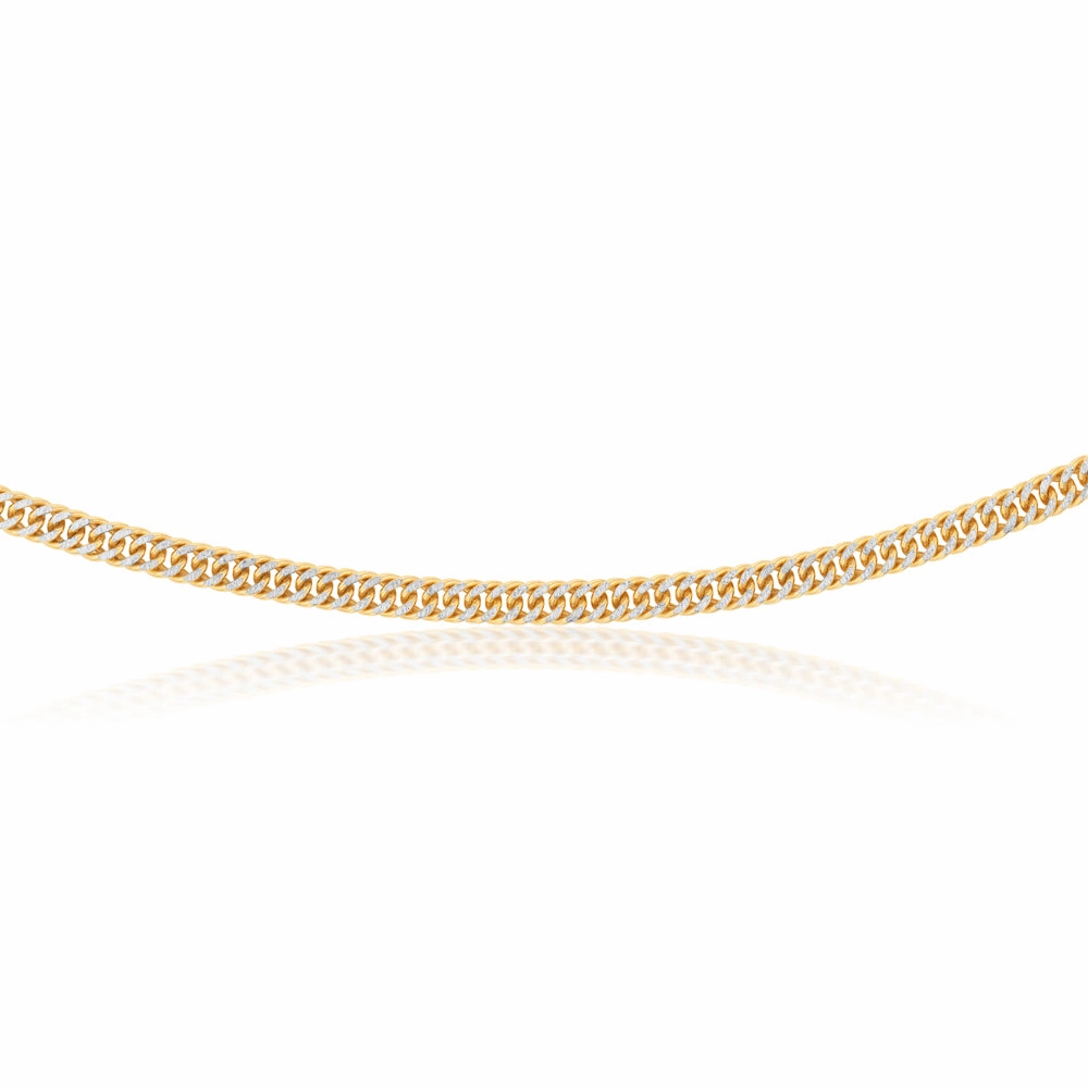 9ct Silverfilled Yellow And White Gold Double Curb 50cm Chain