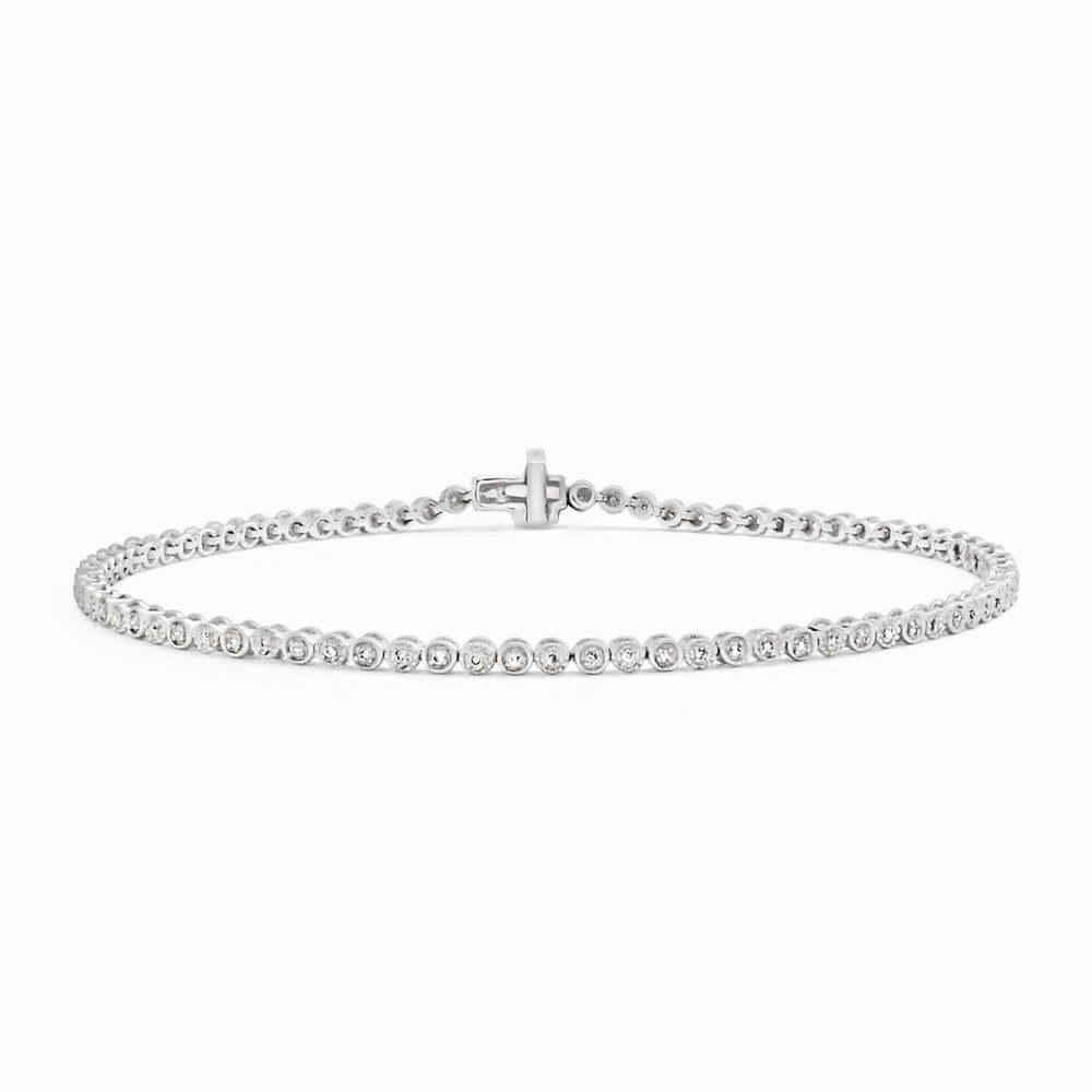 9ct White Gold 1/4 Carat Charming Fancy Tennis 18cm Bracelet