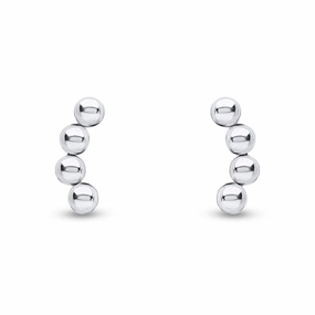 9ct White Gold Curved 3MM Balls Earrings