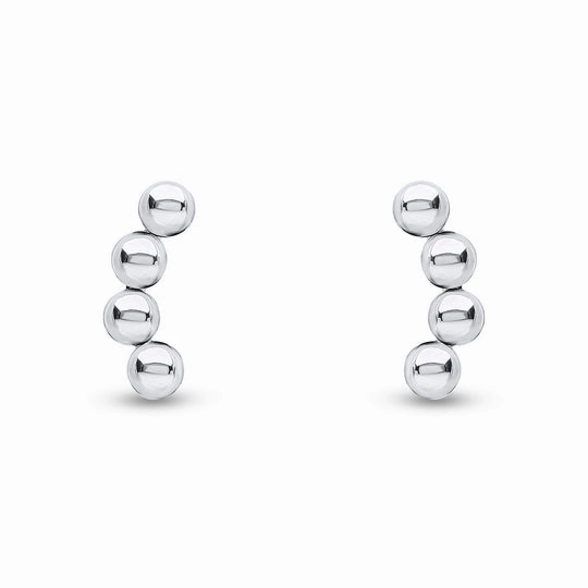 9ct White Gold Curved 3MM Balls Earrings