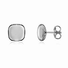9ct White Gold Cushion Shaped Stud Earrings