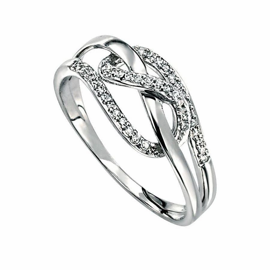 9ct White Gold Diam Pave Loop Ring