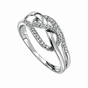 9ct White Gold Diam Pave Loop Ring