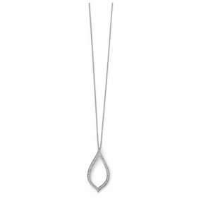 9ct White Gold Diamond Set Open Leaf Pendant