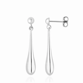 9ct White Gold Long Bombe Drop 33mm
