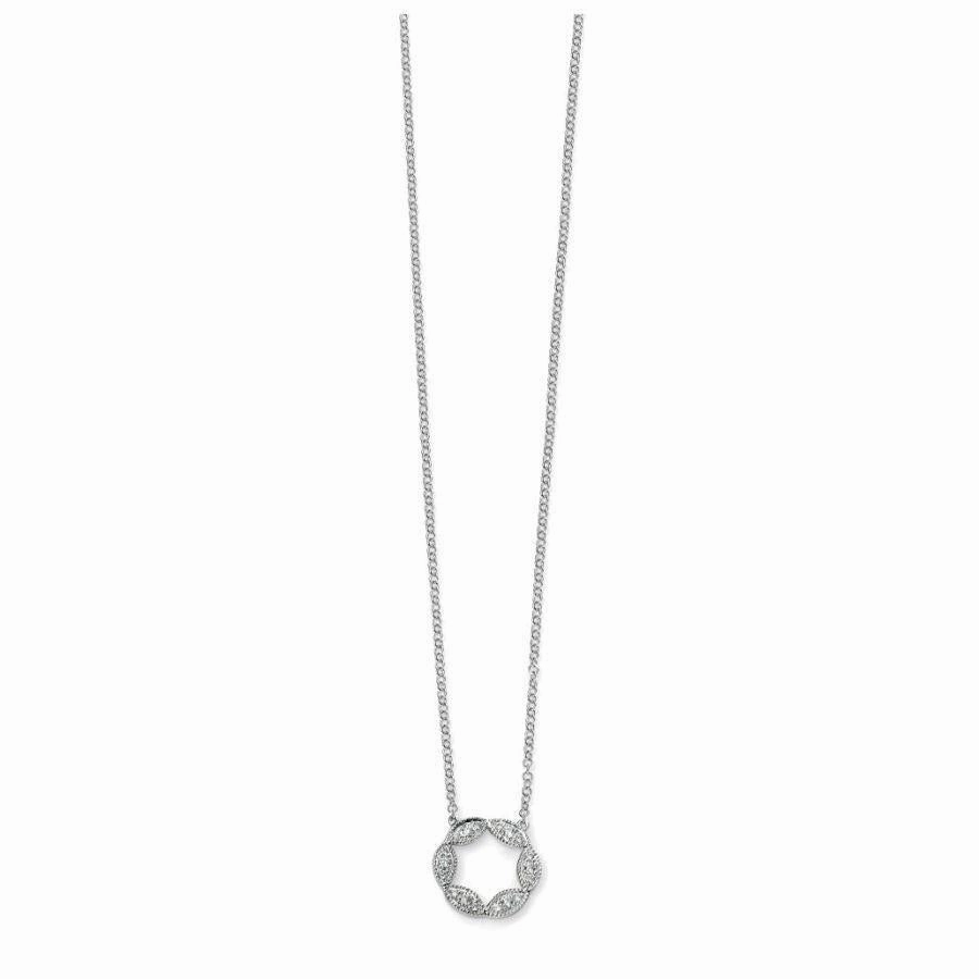 9ct White Gold Pave Set Diamond Open Circle Twist Pendant
