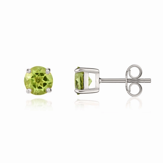 9ct  White Gold Round Peridot Claw Stud Earrings 5mm