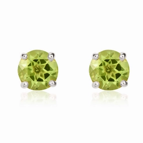 9ct  White Gold Round Peridot Claw Stud Earrings 5mm