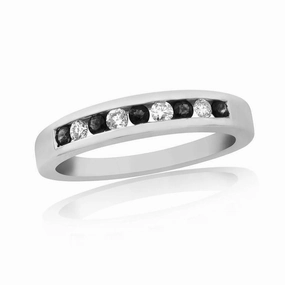 9ct White Gold Sapphire & Diamond Channel Set Eternity Band
