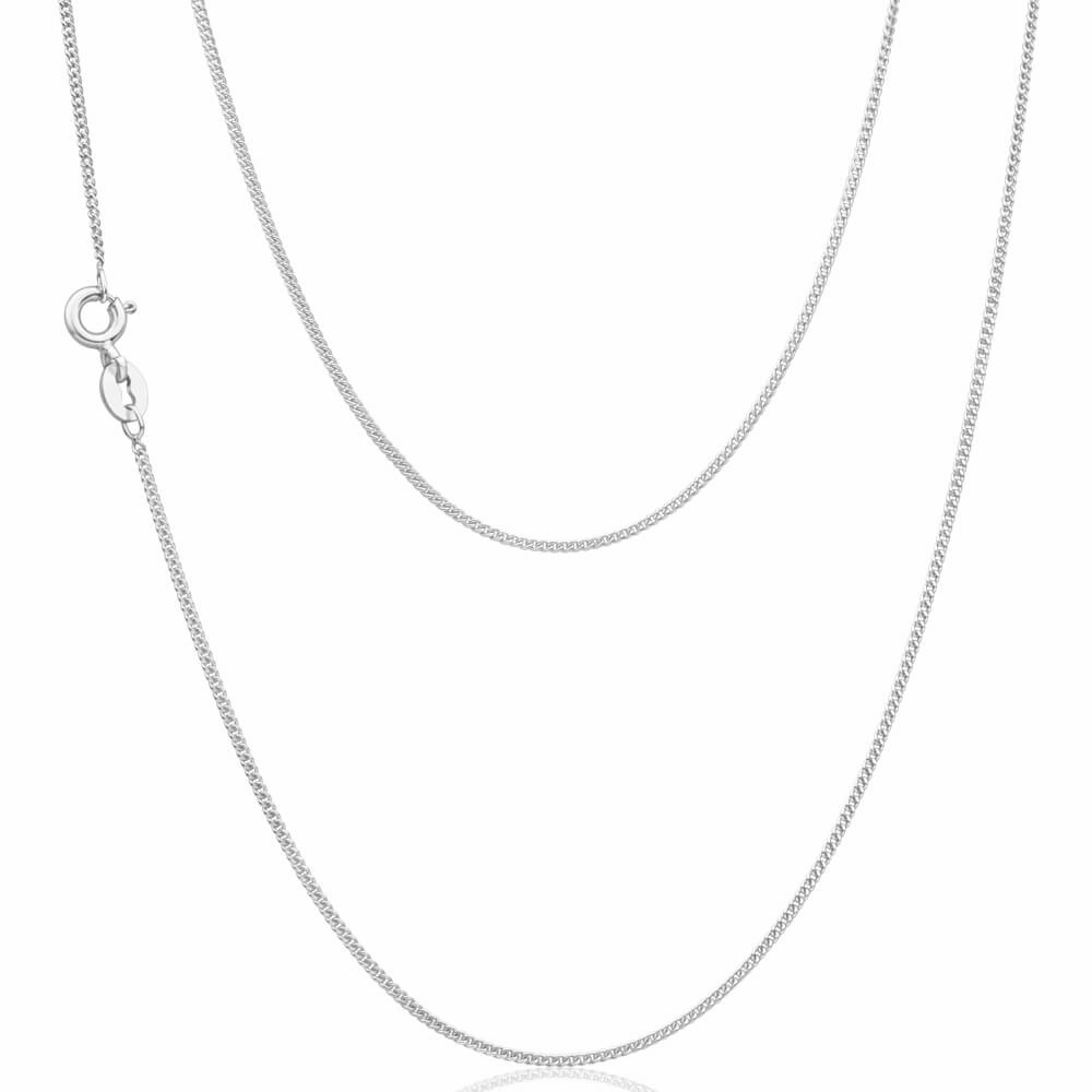 9ct White Gold Silver Filled 45cm Curb Chain