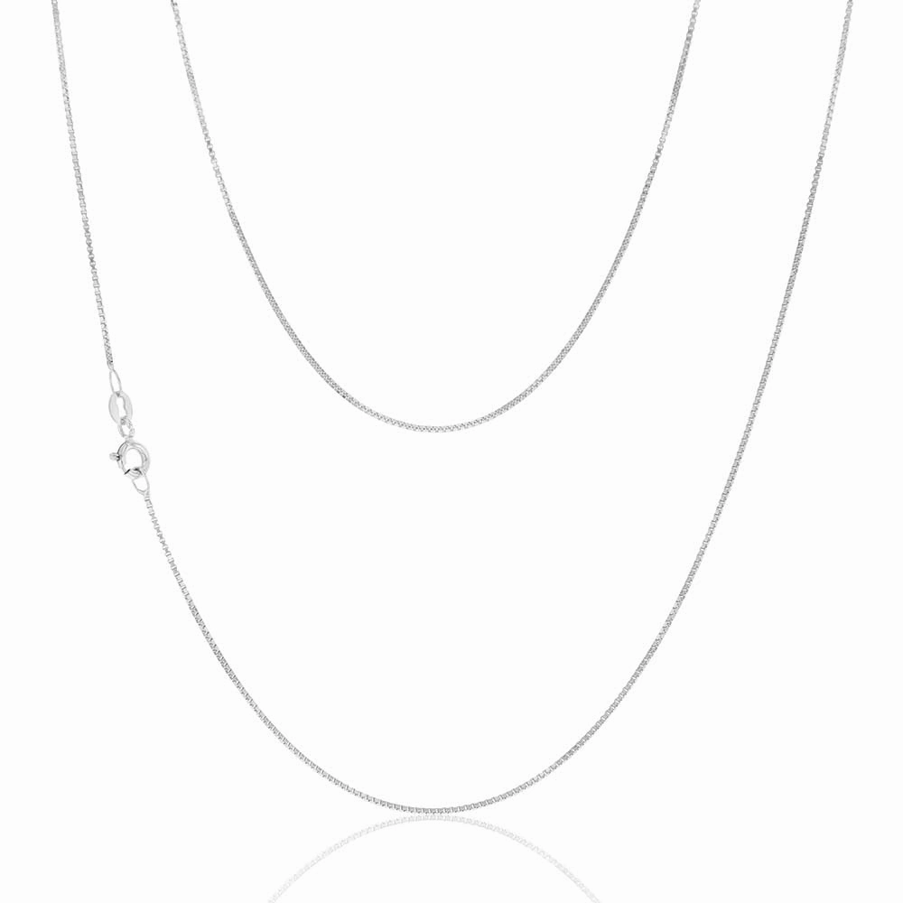 9ct White Solid Gold 15 Gauge 46cm Chain