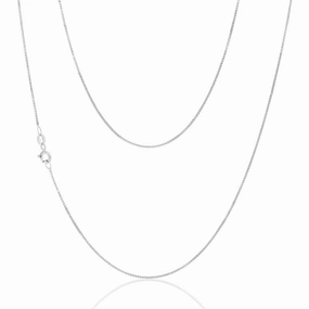 9ct White Solid Gold 15 Gauge 46cm Chain