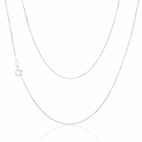 9ct White Solid Gold 15 Gauge Box 41cm Chain