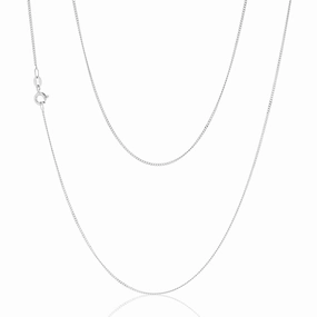 9ct White Solid Gold 31 Gauge Curb 51cm Chain