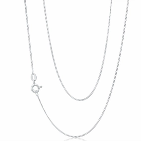 9ct White Solid Gold  Diamond Cut 45cm Curb Chain
