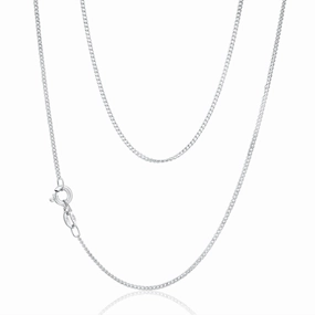 9ct White Solid Gold Diamond Cut Curb 50cm Chain