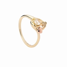 9ct Yellow & Rose Gold Tree of Life Origin White Topaz Set Ring