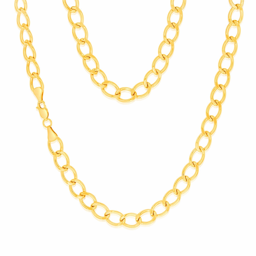 9ct Yellow Gold 150 Gauge Open Curb 45cm Chain