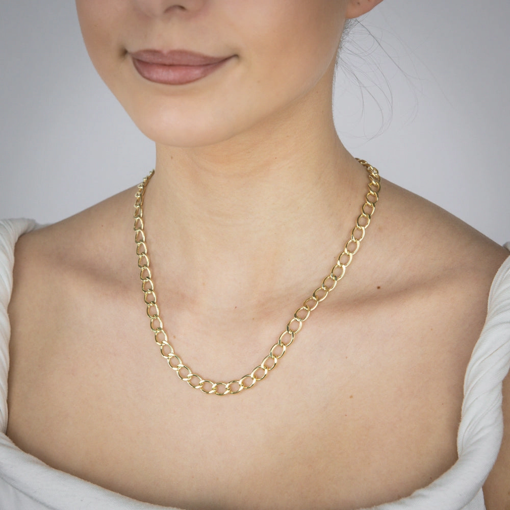 9ct Yellow Gold 150 Gauge Open Curb 50cm Chain