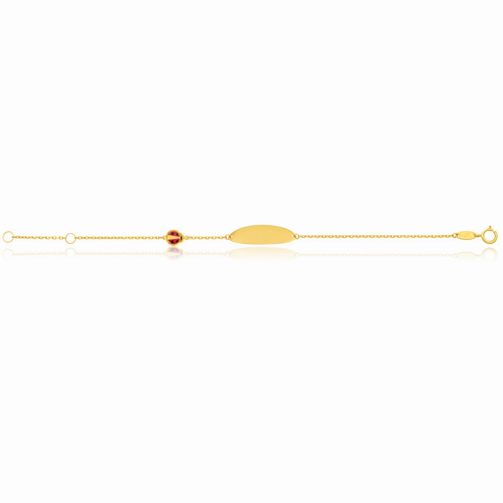 9ct Yellow Gold 15cm Bracelet with A Red Enamel Ladybug ID