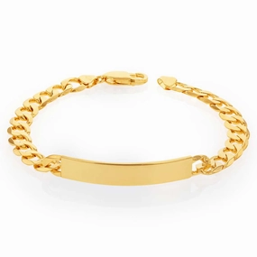 9ct Yellow Gold 190 Guage Curb ID  Bracelet 21cm