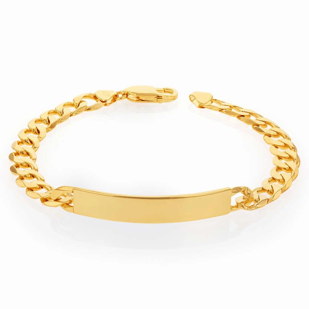 9ct Yellow Gold 190 Guage Curb ID  Bracelet 21cm