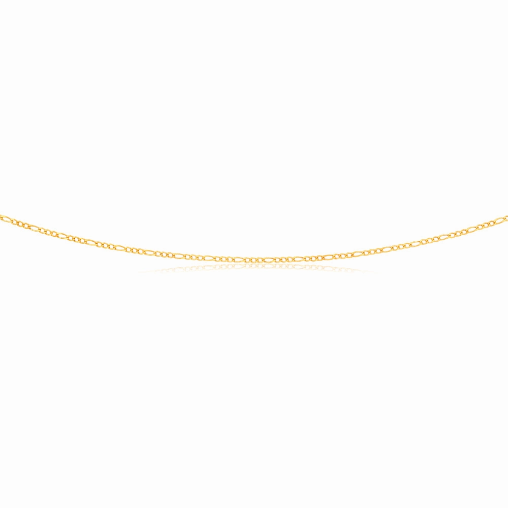 9ct Yellow Gold 3:1 Figaro 45cm Chain 40Gauge