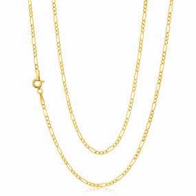 9ct Yellow Gold 3:1 Figaro 45cm Chain 50Gauge