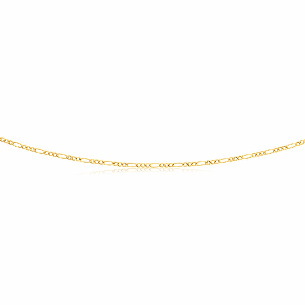 9ct Yellow Gold 3:1 Figaro 45cm Chain 50Gauge