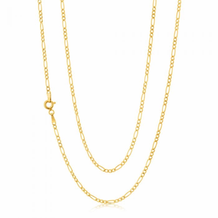 9ct Yellow Gold 3:1 Figaro 50cm Chain 50Gauge 9Y