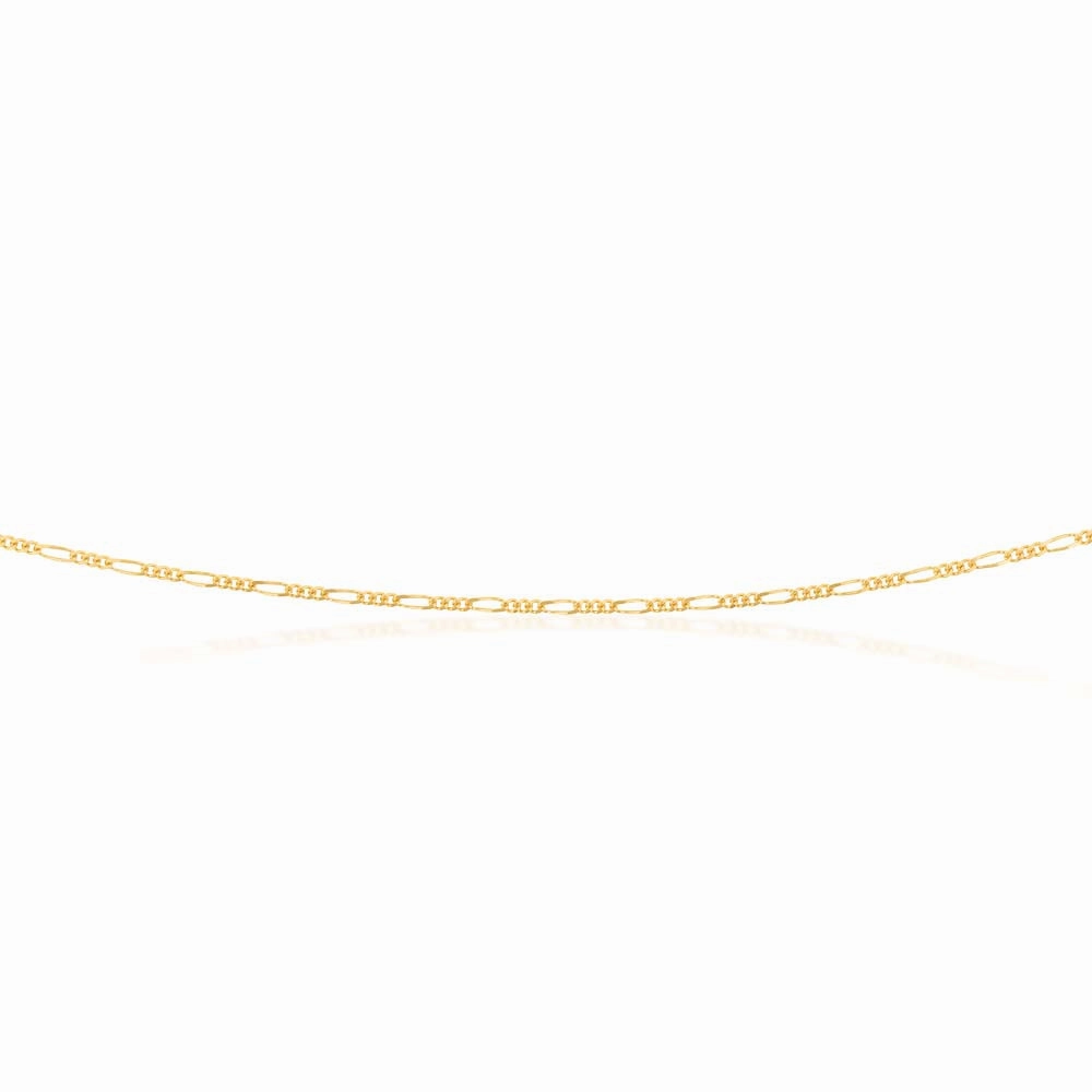 9ct Yellow Gold 40 Gauge 1:3 Figaro 51cm Chain