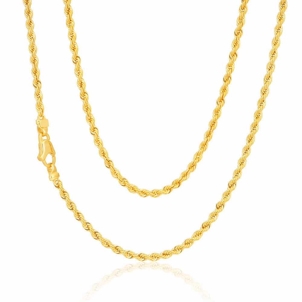 9ct Yellow Gold 45cm Rope Chain 50Gauge